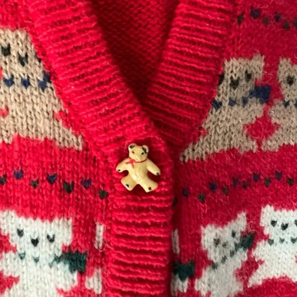 THE EAGLE’S EYE VINTAGE SHETLAND WOOL NOVELTY TEDDY BEAR VEST LIKE NEW | MEDIUM - Picture 5 of 12